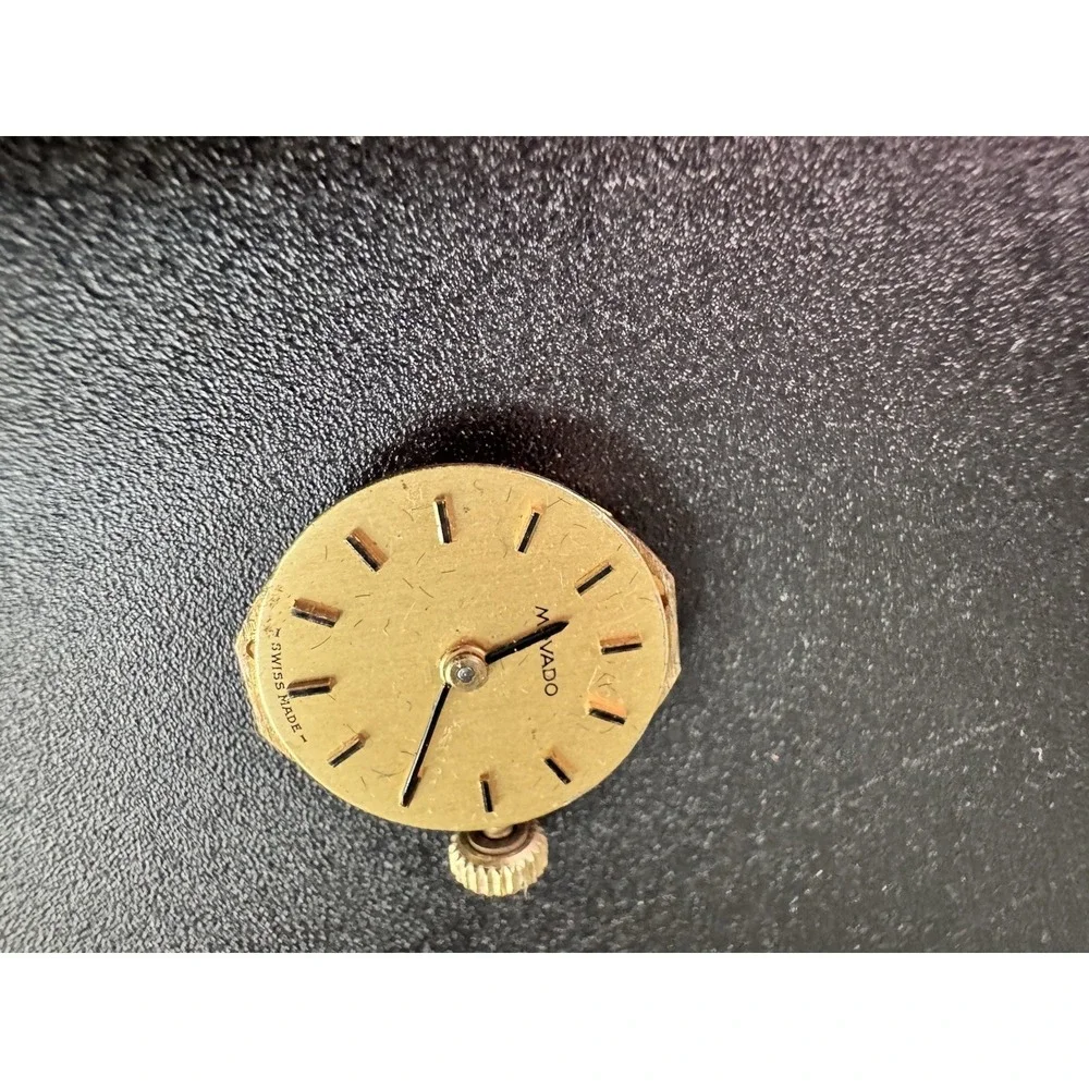 Movado Vintage Watch Movement Gold Dial Ronda 4 Jewels Swiss Made Untested